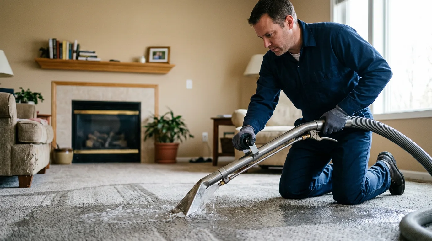 Water damage restoration technician working near Phillipsburg, MO